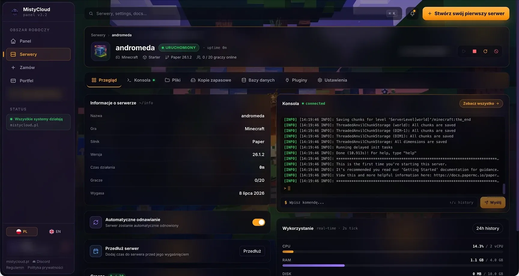 Panel MistyCloud